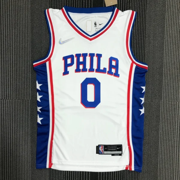 Tyrese Maxey 0 White NBA jersey 24-25 2