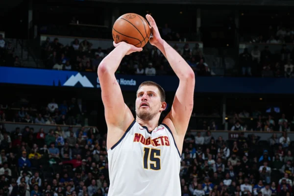 Nikola Jokic 15 White NBA jersey 24-25 playing