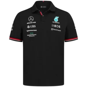 Mercedes AMG Petronas Formula 1 Racing Polo 2022 Black Front