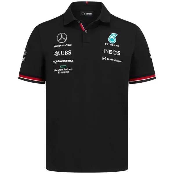 Mercedes AMG Petronas Formula 1 Racing Polo 2022 Black Front