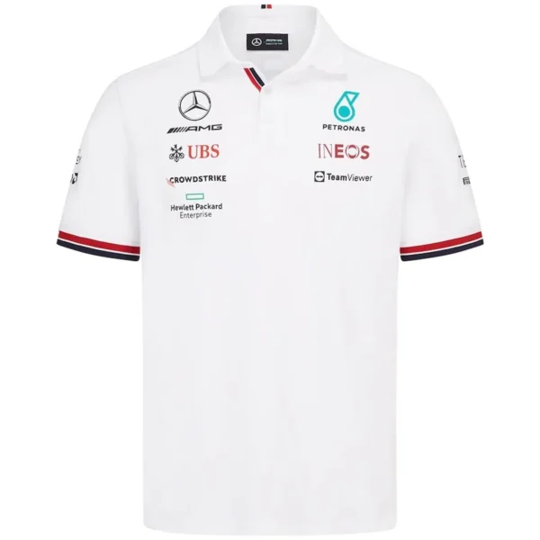 Mercedes AMG Petronas Formula 1 Racing Polo 2022 White Front