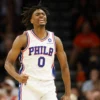 Tyrese Maxey 0 White NBA jersey 24-25 playing