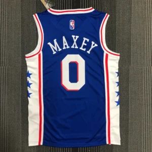 Tyrese Maxey 0 Blue NBA jersey 24-25 2
