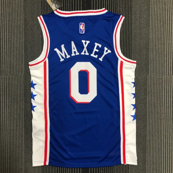 Tyrese Maxey 0 Blue NBA jersey 24-25 2