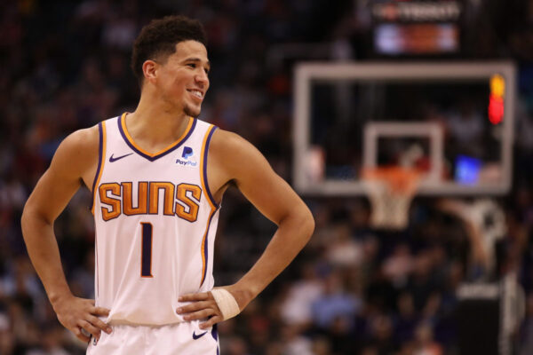 Devin Booker 1 White NBA jersey 24-25 playing