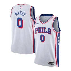 Tyrese Maxey 0 White NBA jersey 24-25