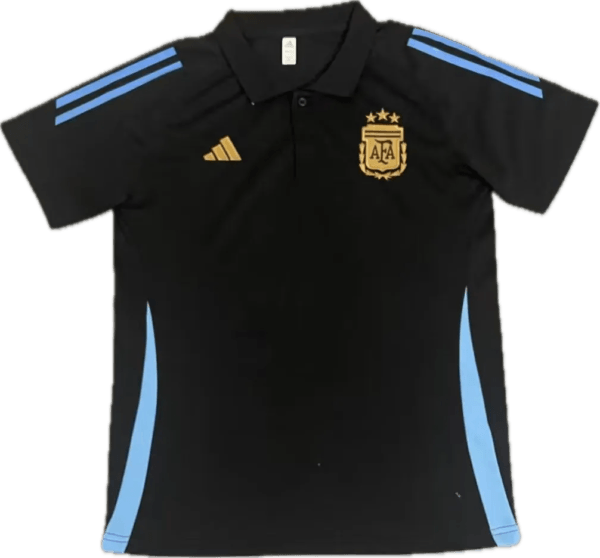 Argentina Black Polo Football Shirt 2024:2025