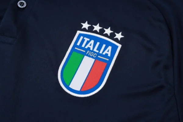 Italy Dark Blue Polo Football Shirt 2024:2025 Crest