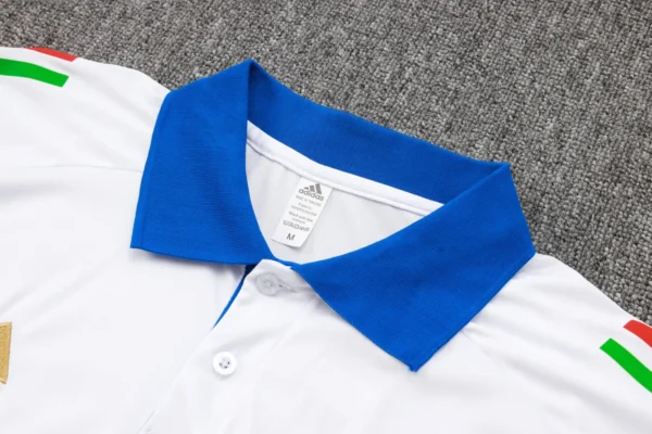 Italy White Polo Football Shirt 2024:2025 Detail