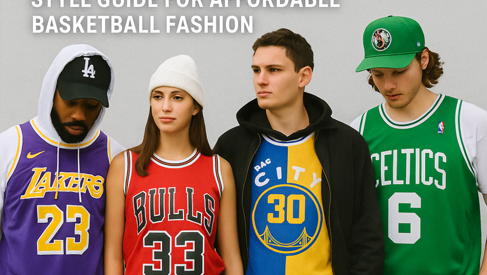 NBA fanwear trends 2025 UK – Fans wearing Lakers, Bulls, Warriors, and Celtics replica jerseys in UK streetwear style